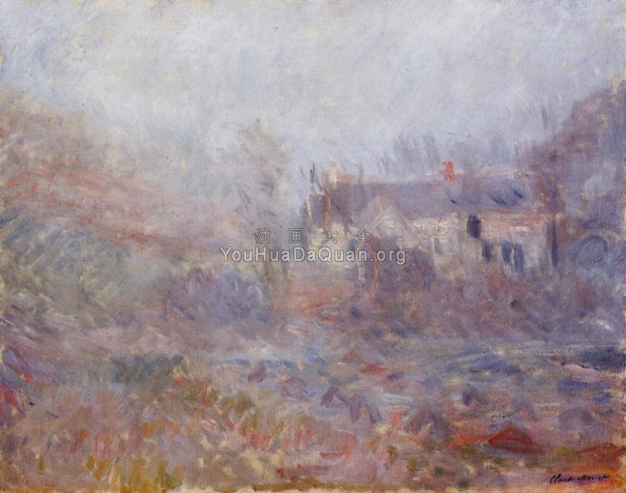 Houses at Falaise in the Fog - 克劳德·莫奈